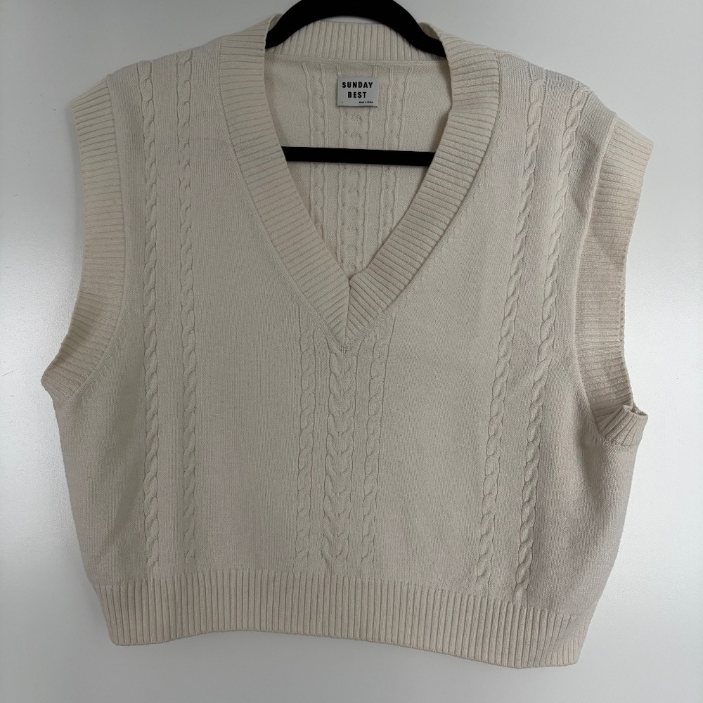 Sunday best white sweater vest